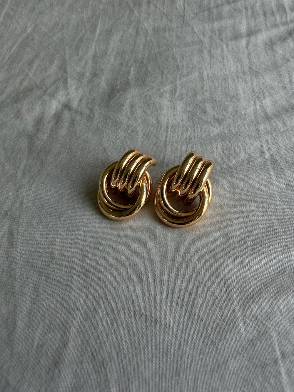 Gold Knot Loop Statement Earrings